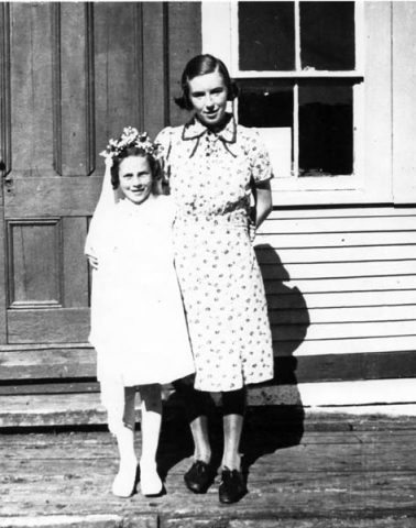 067: Mary Dunphy's First Communion, with Liz Barry. (circa 1938)  - Mary daughter of Thomas Dunphy &amp;amp; Anne Carroll; Liz daughter of Patrick Barry &amp;amp;  Bridget Barron.